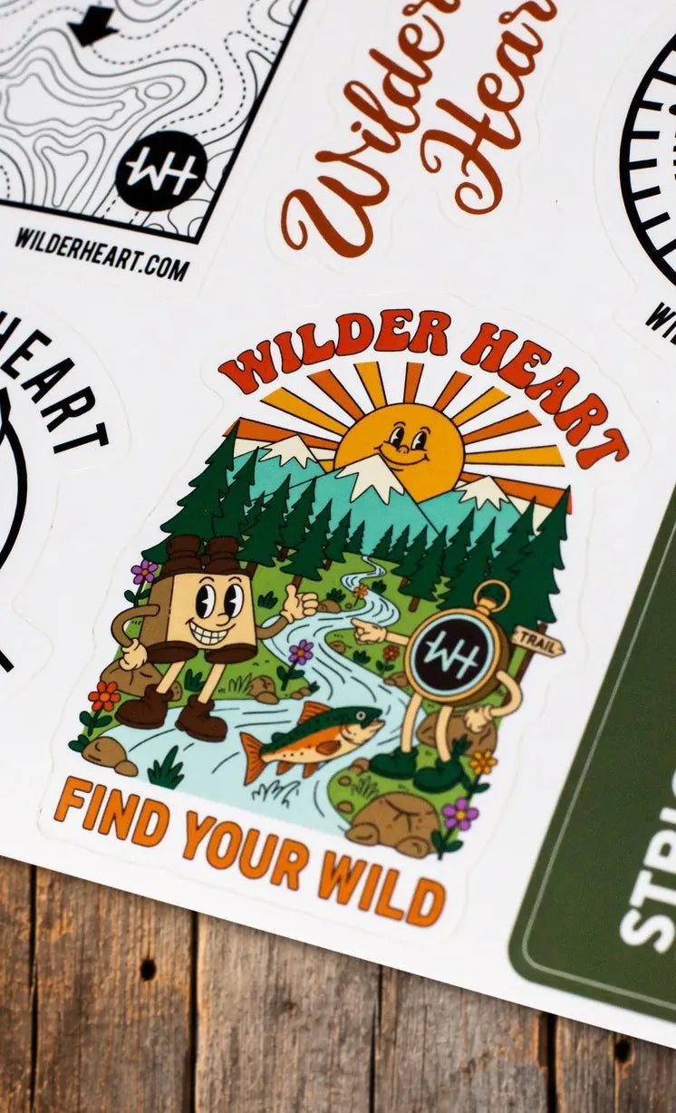 Close-up of the Find Your Wild trail sticker